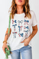 Bow Round Neck Short Sleeve T-Shirt White