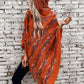 Fringe Contrast Hooded Poncho