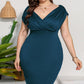 Plus Size Ruched V-Neck Dress