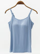 Full Size Adjustable Strap Modal Cami with Bra Light Blue