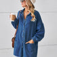 Button Up Pocketed Raw Hem Denim Dress