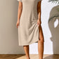 Ribbed Asymmetrical Neck Short Sleeve Dress