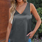 Solid V-Neck Wide Strap Tank