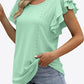 Round Neck Layered Flutter Sleeve Blouse