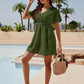 Smocked V-Neck Short Sleeve Dress