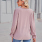 Eyelet V-Neck Flounce Sleeve Blouse