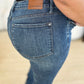 Judy Blue Full Size Mid Waist Distressed Slim Jeans