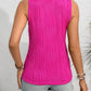 Textured Cutout Round Neck Tank