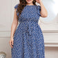 Plus Size Round Neck Tie Waist Dress