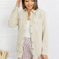 American Bazi Full Size Distressed Button Down Denim Jacket in Sand