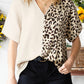 Leopard Color Block V-Neck Blouse