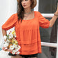 Plus Size Square Neck Half Sleeve Blouse