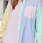 Pocketed Color Block Long Sleeve Shirt