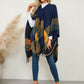 Fringe Contrast Plaid Poncho