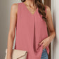 Full Size Ruched V-Neck Tank