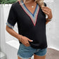 Full Size V-Neck Short Sleeve Blouse