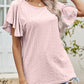 Round Neck Flutter Sleeve Blouse