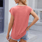 Pocketed Heathered Cap Sleeve T-Shirt