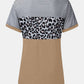 Full Size Striped Leopard Round Neck Short Sleeve T-Shirt