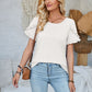 Frill Round Neck Petal Sleeve Blouse