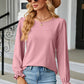 Round Neck Flounce Sleeve T-Shirt