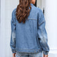 Button Up Dropped Shoulder Denim Jacket with Pockets