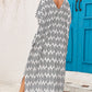 Slit Printed V-Neck Half Sleeve Cover Up