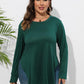 Plus Size Round Neck Long Sleeve Slit T-Shirt