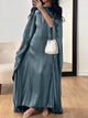 Round Neck Kimono Sleeve Maxi Dress Deep Teal One Size