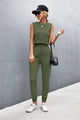 Sleeveless Top and Joggers Set Army Green