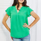 Sew In Love Just For You Full Size Short Ruffled Sleeve length Top in Green