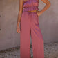 Ruffled Sleeveless Top and Wide Leg Pants Set