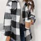 Plaid Button Up Long Sleeve Fuzzy Outerwear