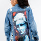 American Bazi Full Size Button Up Distressed Denim Jacket