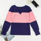 Color Block V-Neck Long Sleeve Top