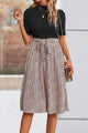 Printed Short Sleeve Belted Dress Tan
