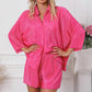 Pleated Button Up Shirt and Shorts Lounge Set