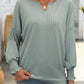 Mandy Textured Notched Lantern Sleeve T-Shirt