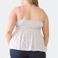 Zenobia Plus Size Frill Smocked Floral Sweetheart Neck Cami