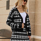 Geometric Button Front Cardigan and Skirt Set