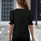 Notched Short Sleeve Blouse