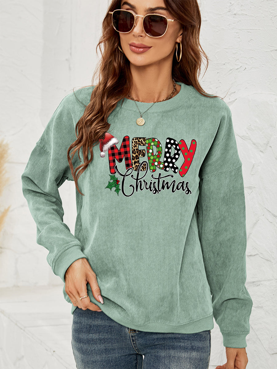 MERRY CHRISTMAS Graphic Sweatshirt Sage