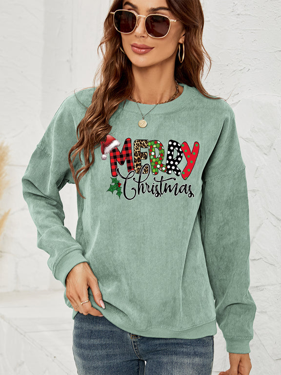 MERRY CHRISTMAS Graphic Sweatshirt Sage