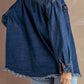 Button Up Pocketed Raw Hem Denim Jacket