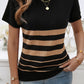 Devine Striped Round Neck Short Sleeve Knit Top