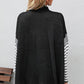 Perfee Striped Dolman Sleeve Mock Neck Knit Pullover