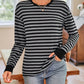 Lovelet Striped Round Neck Long Sleeve T-Shirt