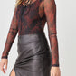 HERA COLLECTION Abstract Mesh Lace-Up Long Sleeve Bodysuit