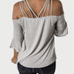 Full Size Cold Shoulder Three-Quarter Sleeve Blouse