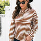 Striped Half-Button Dropped Shoulder Hoodie